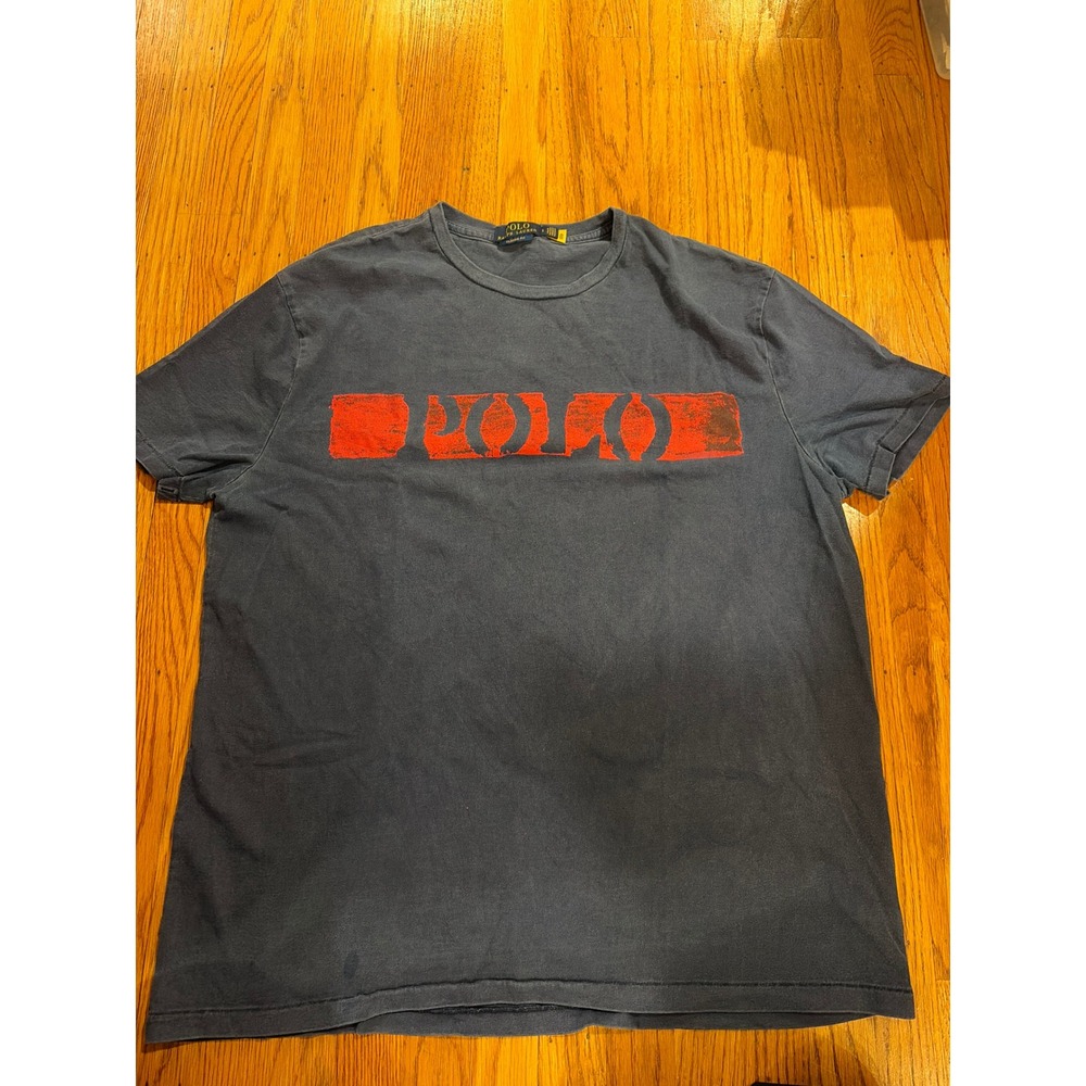 Polo Ralph Lauren Mens Large Navy Blue Red Stencil Logo Classic Fit T-Shirt
